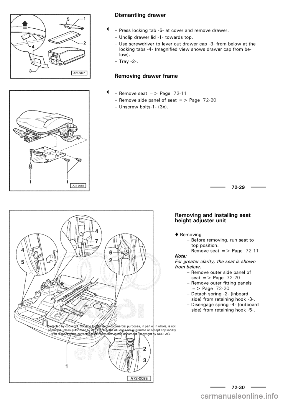 AUDI A3 1997 8L / 1.G General Body Assembly Interior Workshop Manual 