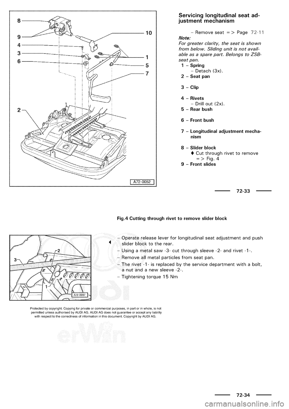 AUDI A3 1997 8L / 1.G General Body Assembly Interior Workshop Manual 