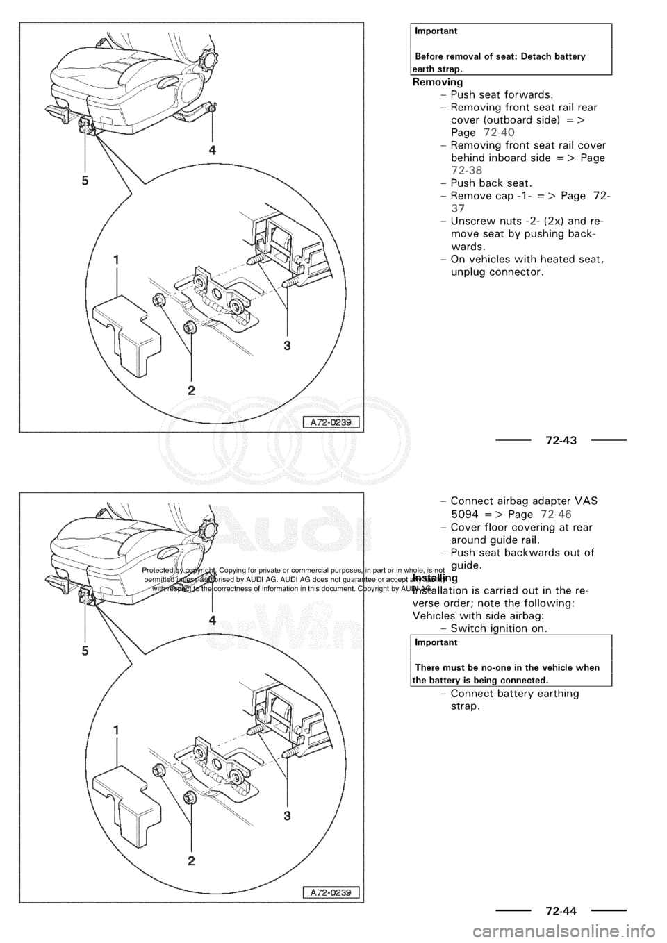 AUDI A3 1997 8L / 1.G General Body Assembly Interior Workshop Manual 