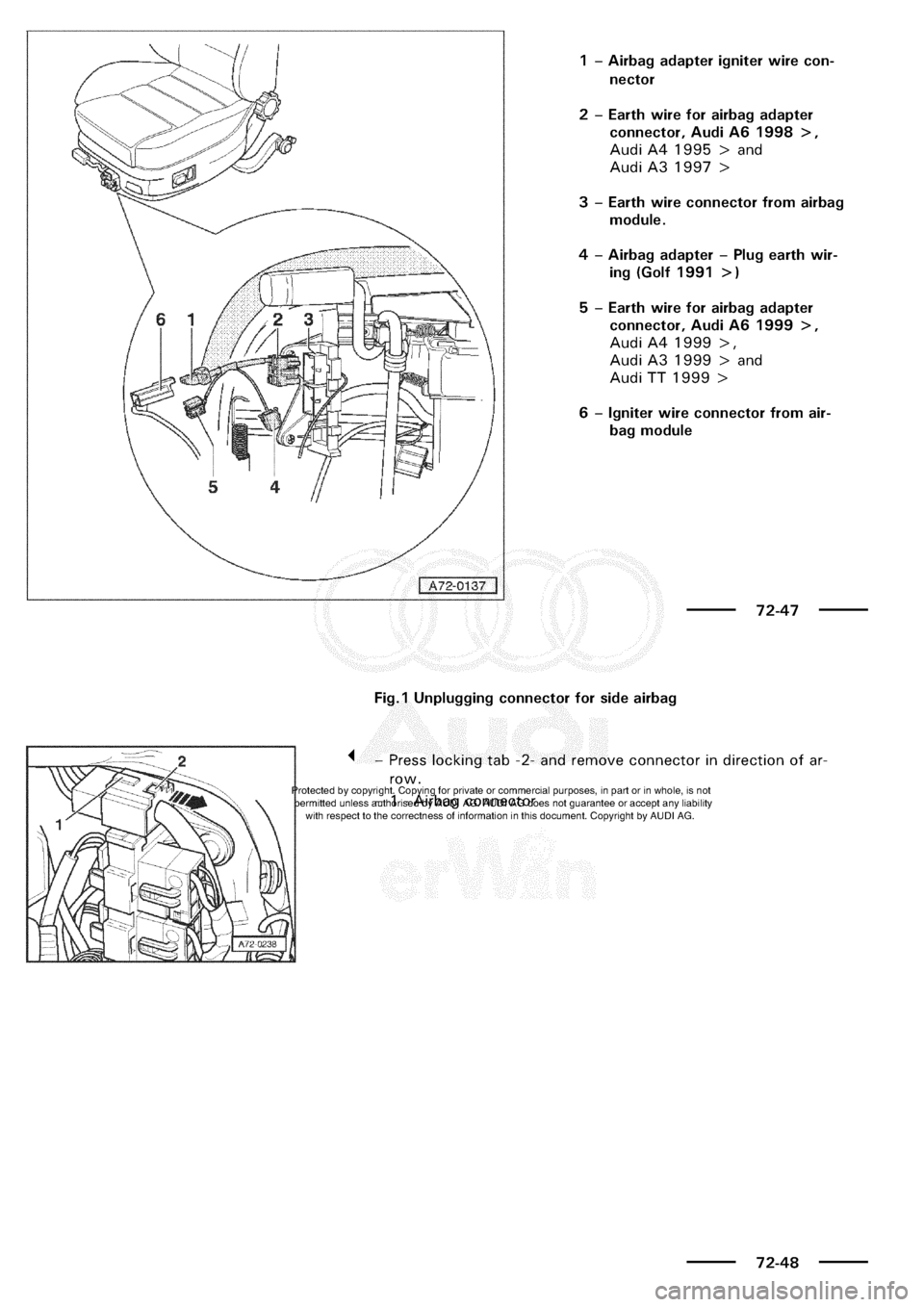 AUDI A3 1997 8L / 1.G General Body Assembly Interior Workshop Manual 