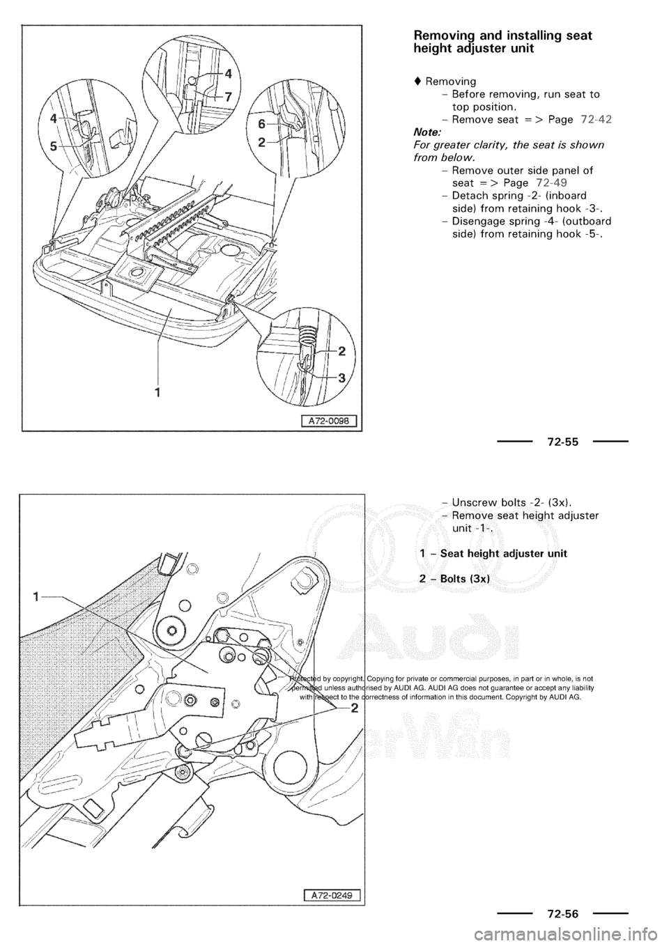 AUDI A3 1997 8L / 1.G General Body Assembly Interior Workshop Manual 