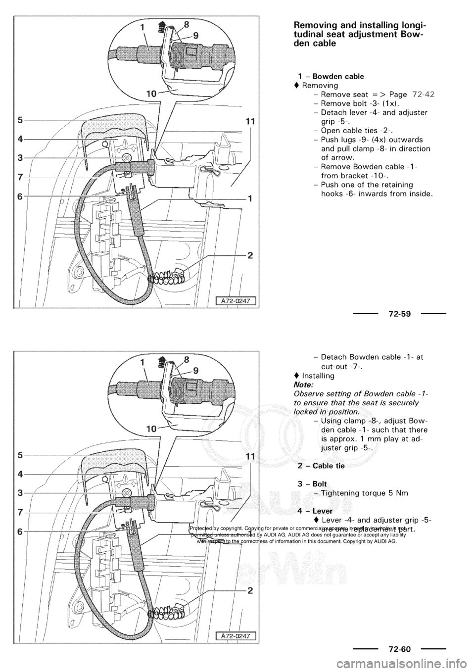 AUDI A3 1997 8L / 1.G General Body Assembly Interior Workshop Manual 