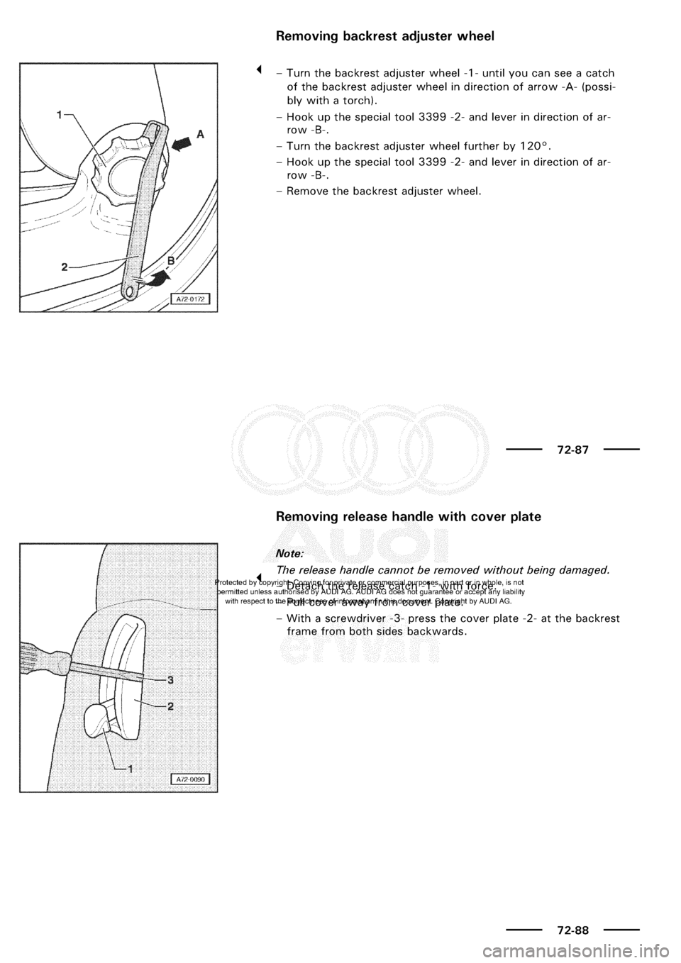 AUDI A3 1997 8L / 1.G General Body Assembly Interior Workshop Manual 
