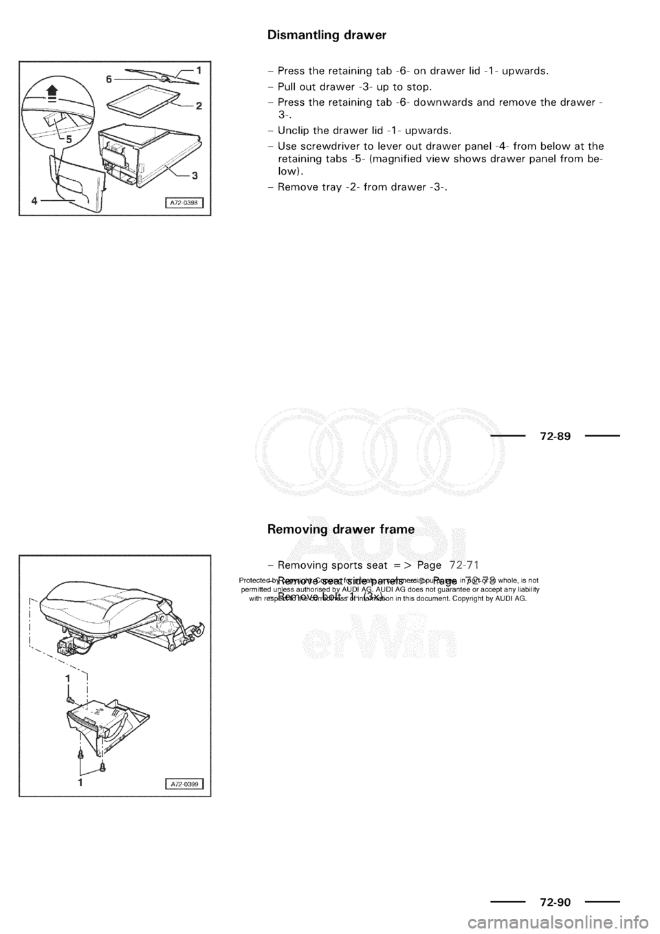 AUDI A3 1997 8L / 1.G General Body Assembly Interior Workshop Manual 