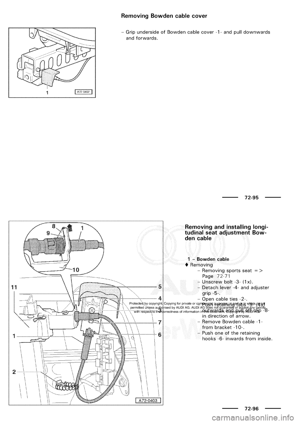 AUDI A3 1997 8L / 1.G General Body Assembly Interior Workshop Manual 