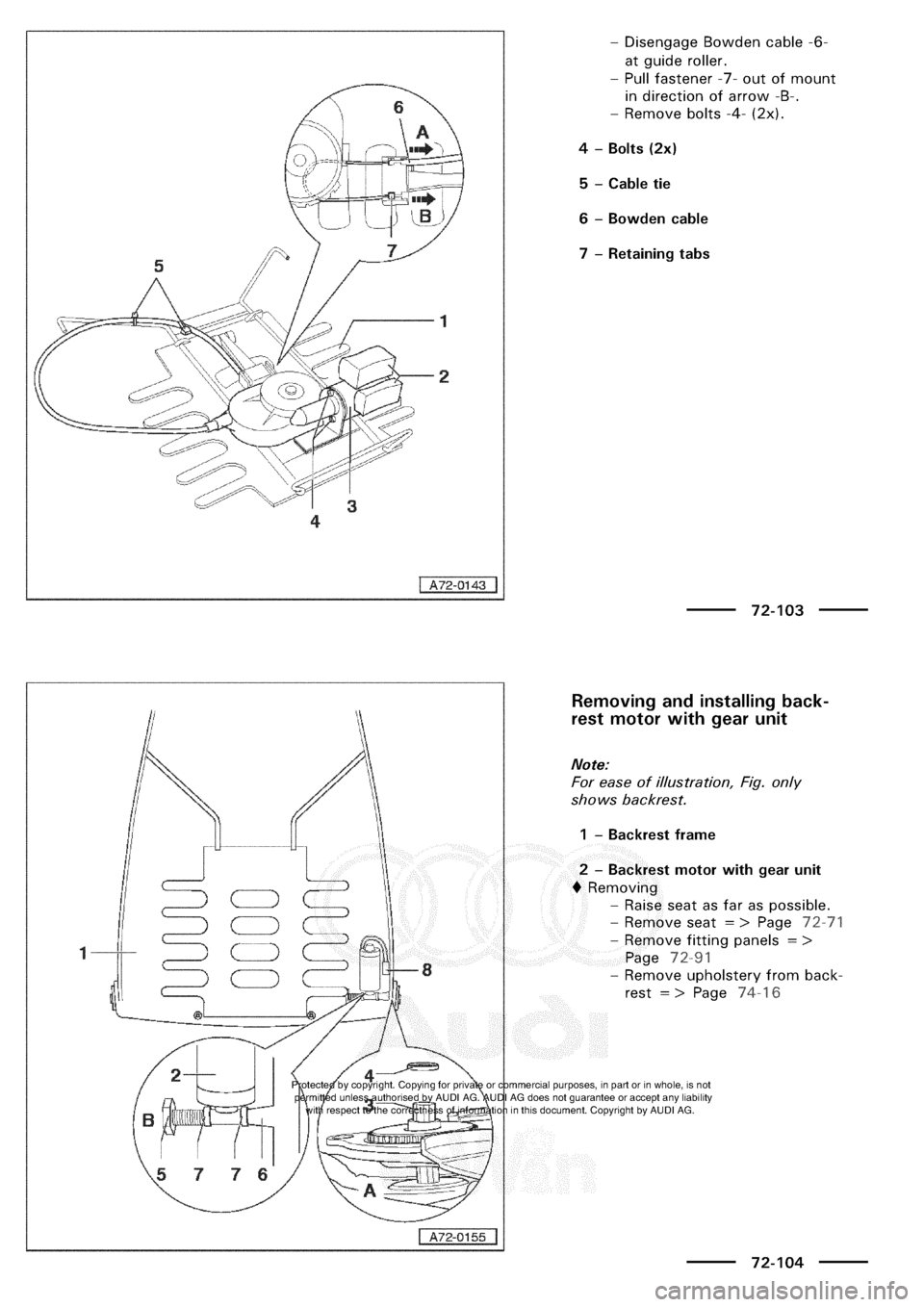 AUDI A3 1997 8L / 1.G General Body Assembly Interior Workshop Manual 