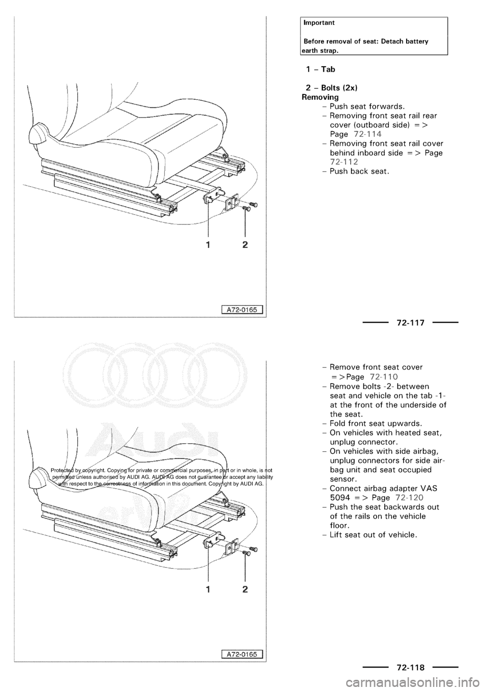 AUDI A3 1997 8L / 1.G General Body Assembly Interior Workshop Manual 