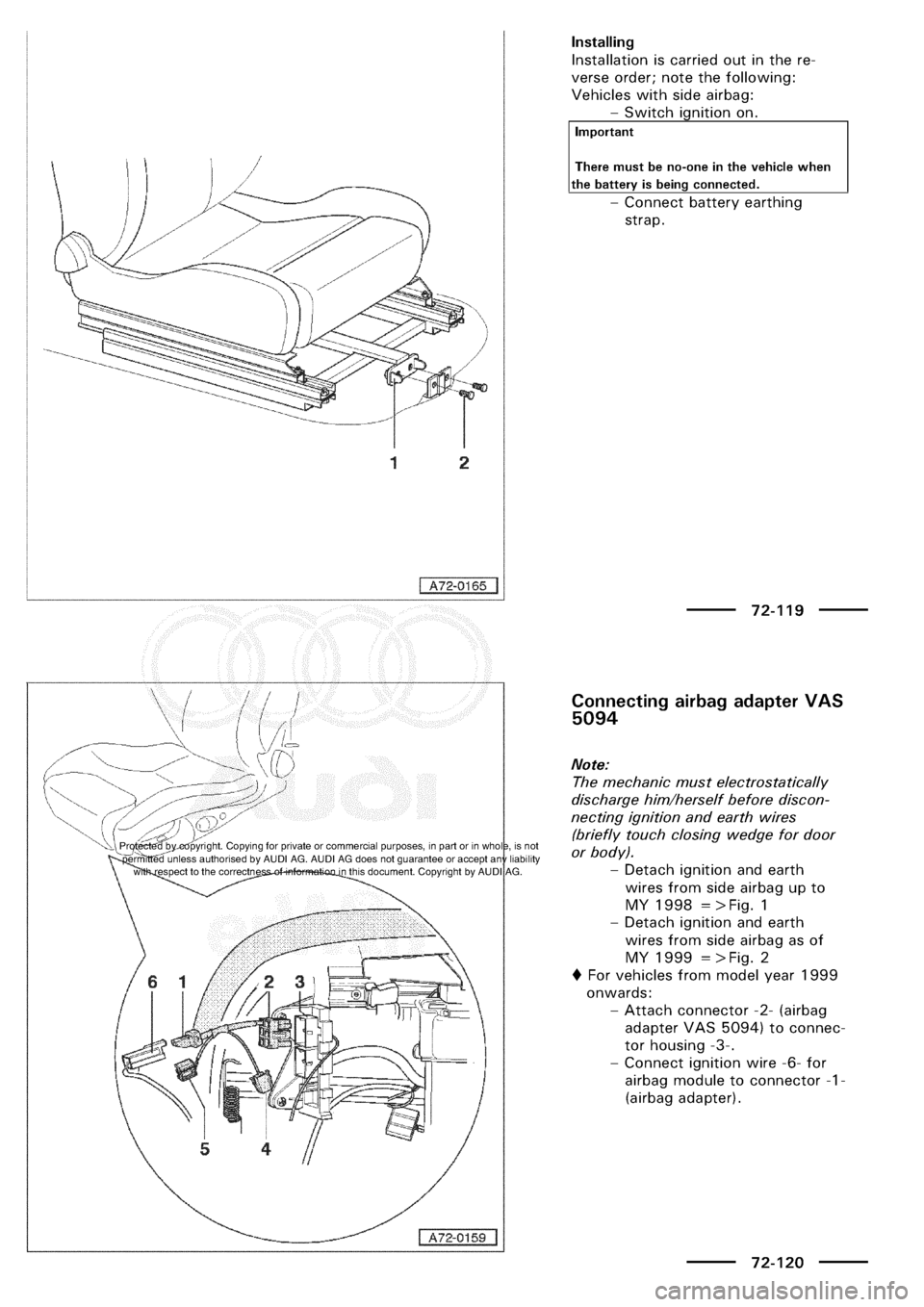 AUDI A3 1997 8L / 1.G General Body Assembly Interior Workshop Manual 