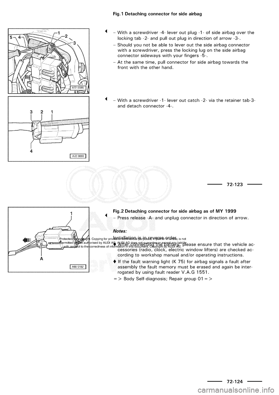 AUDI A3 1997 8L / 1.G General Body Assembly Interior Workshop Manual 
