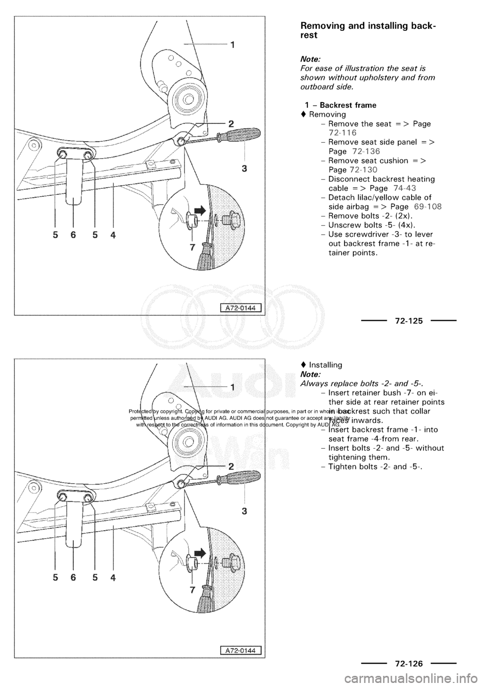 AUDI A3 1997 8L / 1.G General Body Assembly Interior Workshop Manual 