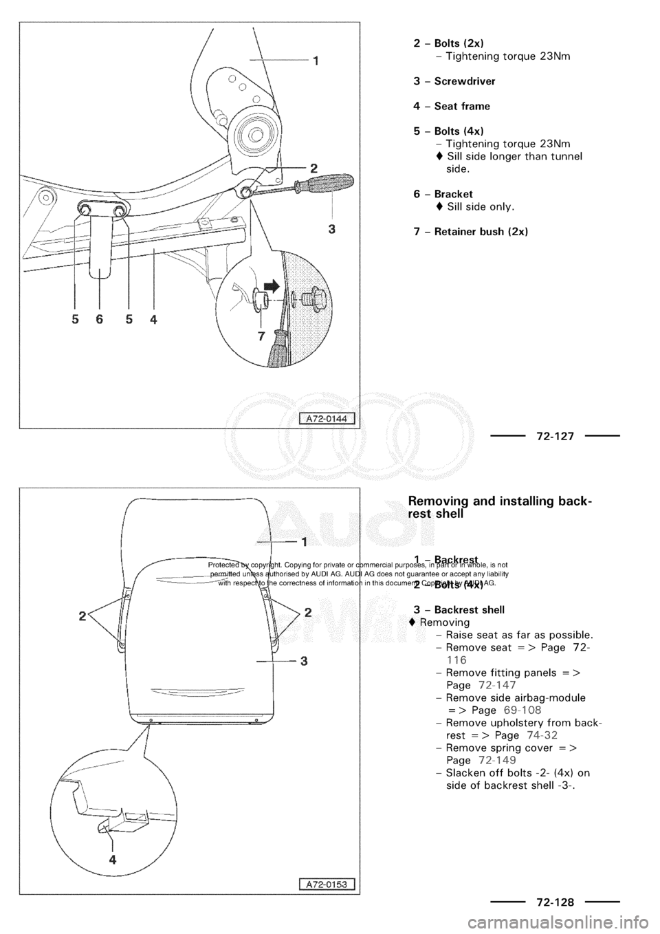 AUDI A3 1997 8L / 1.G General Body Assembly Interior Workshop Manual 