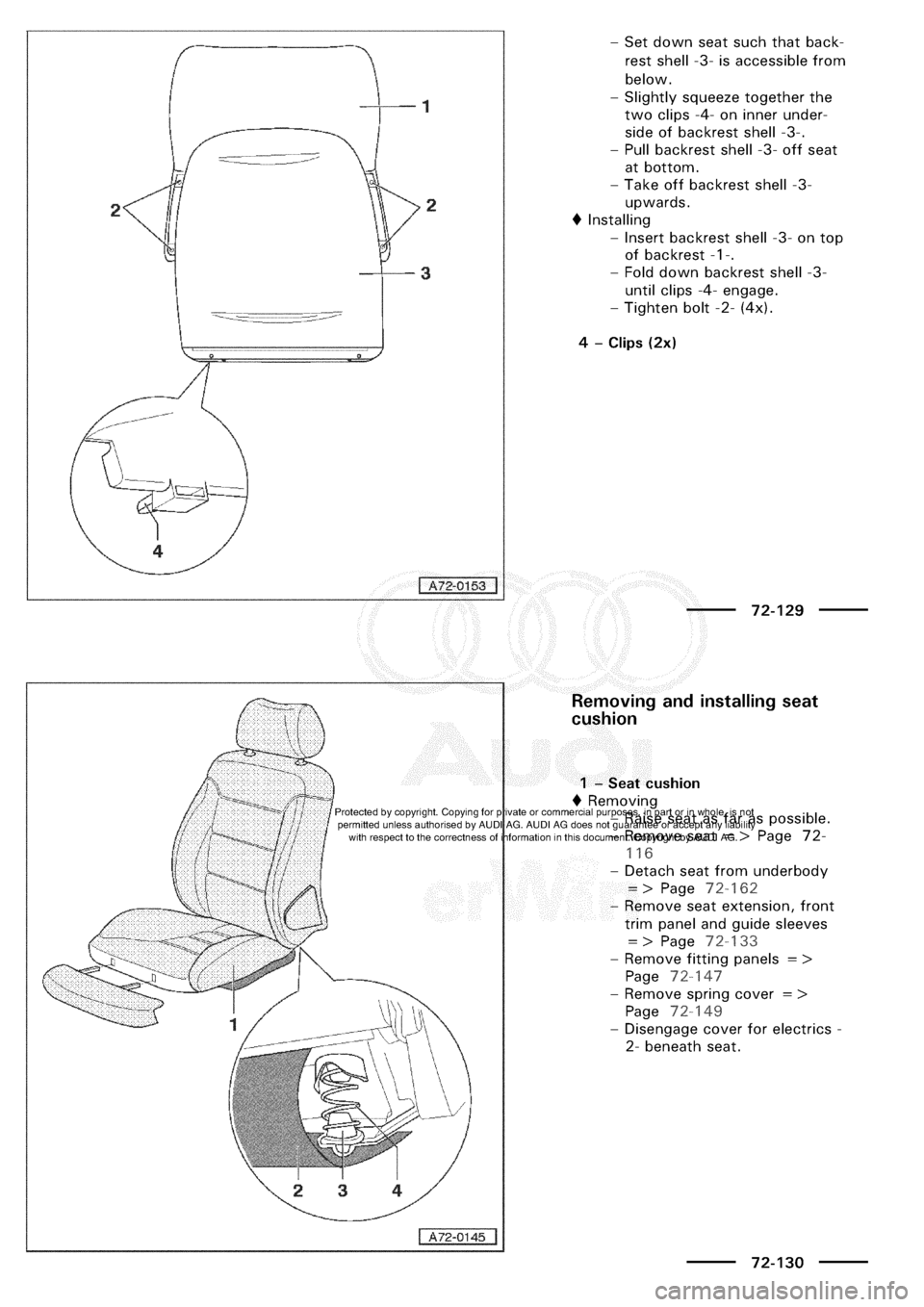 AUDI A3 1997 8L / 1.G General Body Assembly Interior Workshop Manual 