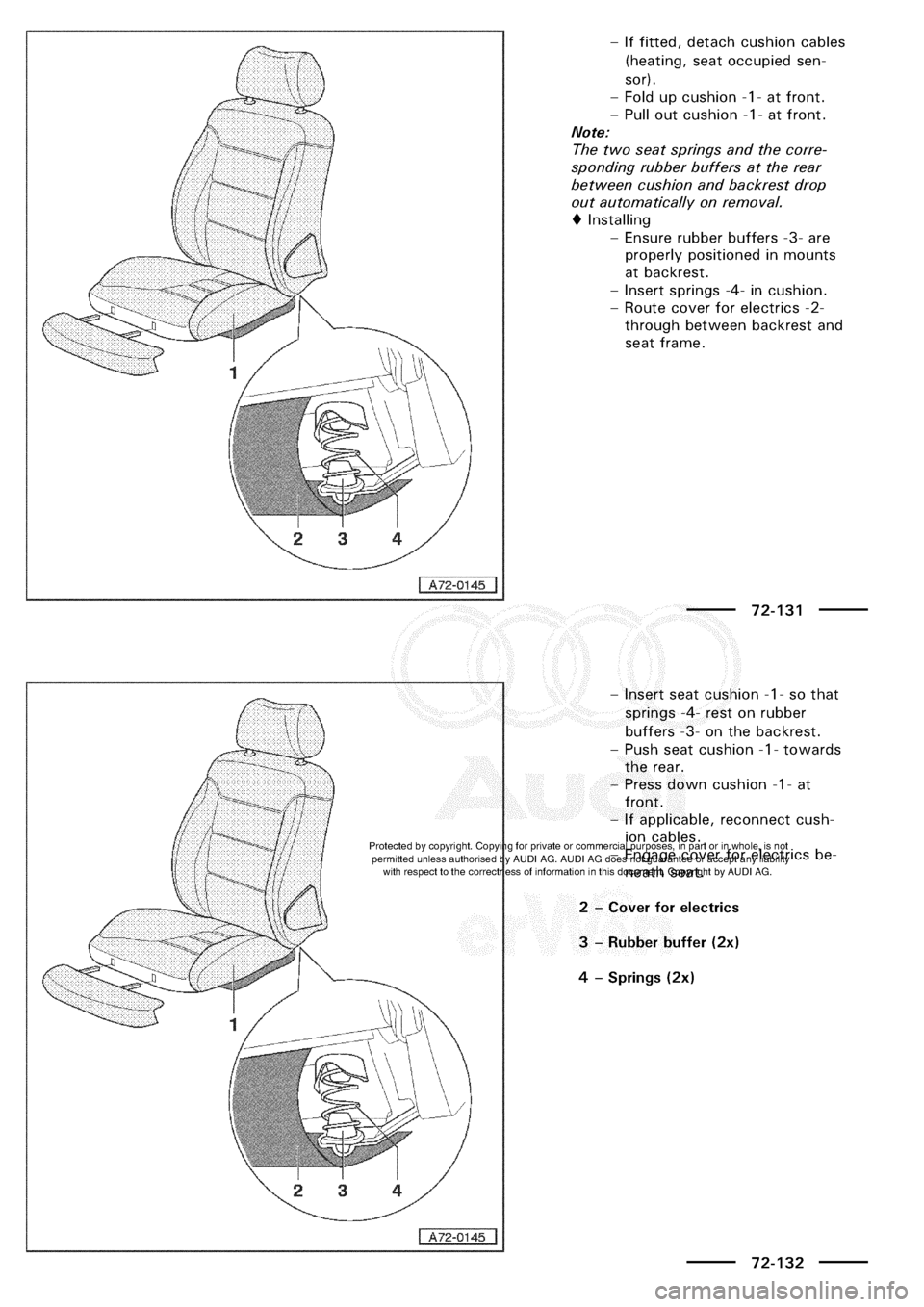 AUDI A3 1997 8L / 1.G General Body Assembly Interior Workshop Manual 