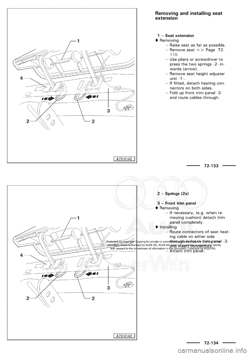 AUDI A3 1997 8L / 1.G General Body Assembly Interior Workshop Manual 