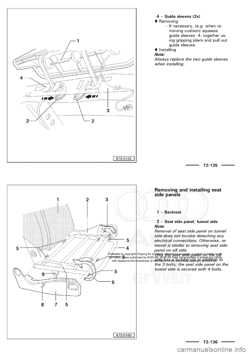 AUDI A3 1997 8L / 1.G General Body Assembly Interior Workshop Manual 