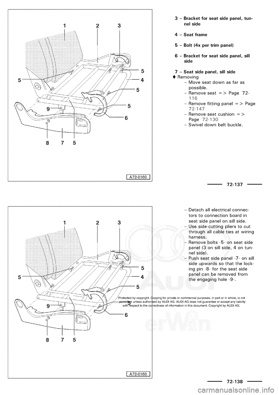 AUDI A3 1997 8L / 1.G General Body Assembly Interior Workshop Manual 