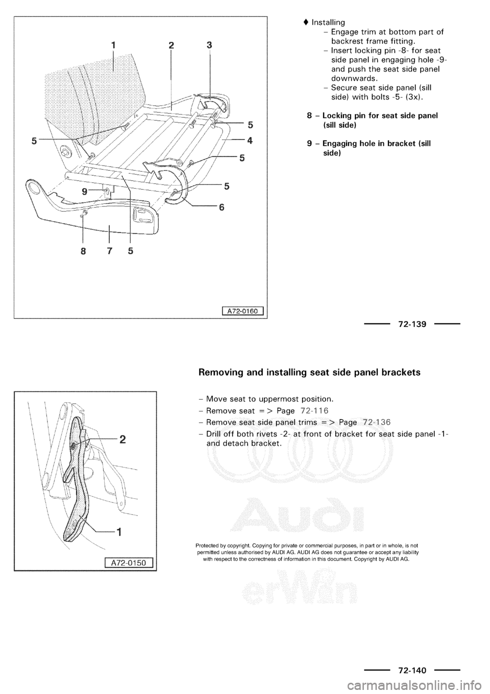 AUDI A3 1997 8L / 1.G General Body Assembly Interior Workshop Manual 