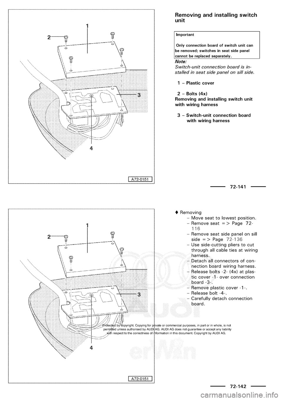 AUDI A3 1997 8L / 1.G General Body Assembly Interior Workshop Manual 