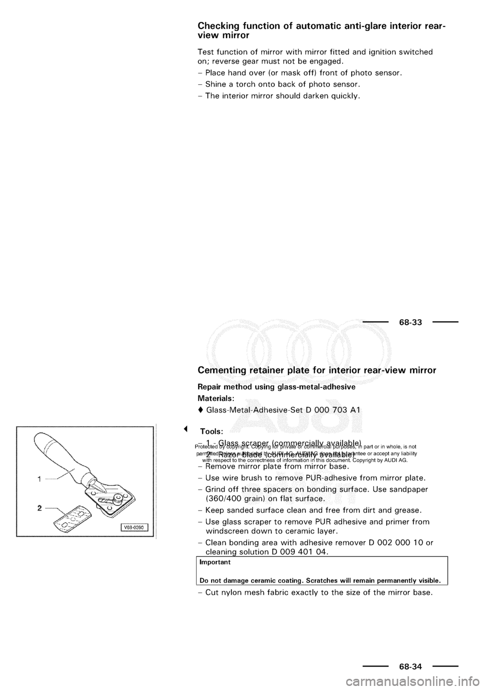 AUDI A3 1997 8L / 1.G General Body Assembly Interior Workshop Manual 