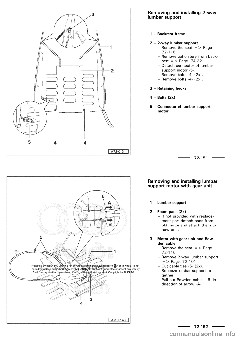 AUDI A3 1997 8L / 1.G General Body Assembly Interior Workshop Manual 