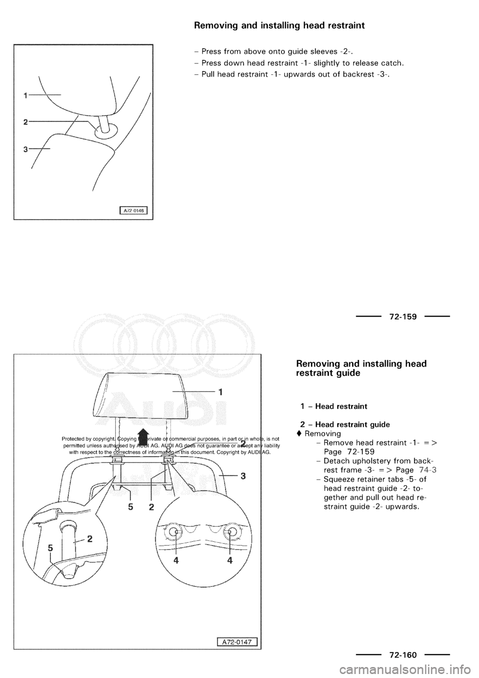 AUDI A3 1997 8L / 1.G General Body Assembly Interior Workshop Manual 