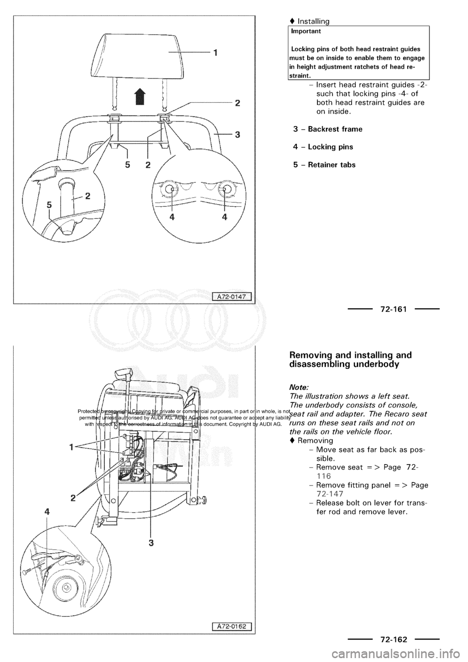 AUDI A3 1997 8L / 1.G General Body Assembly Interior Workshop Manual 