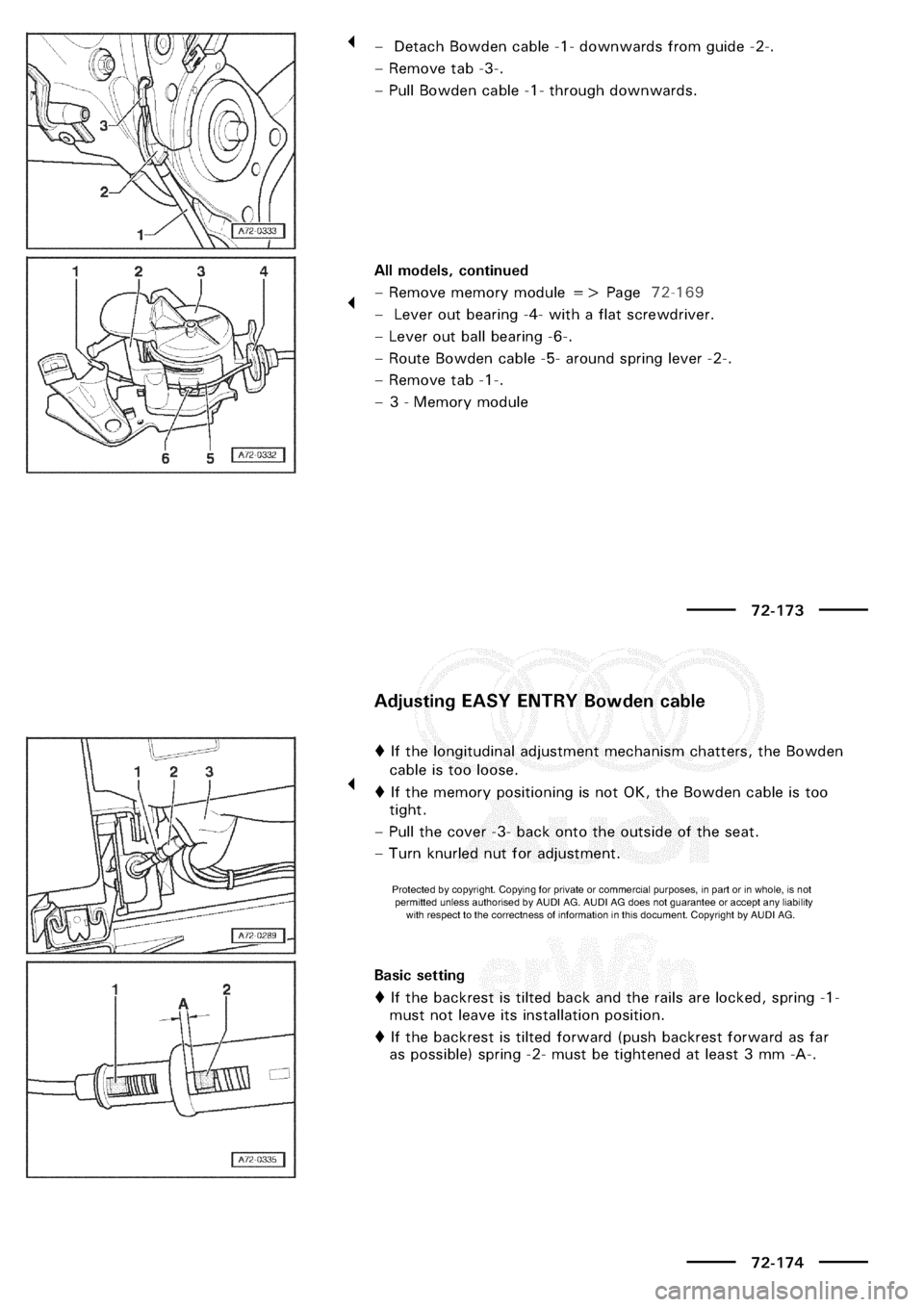AUDI A3 1997 8L / 1.G General Body Assembly Interior Workshop Manual 