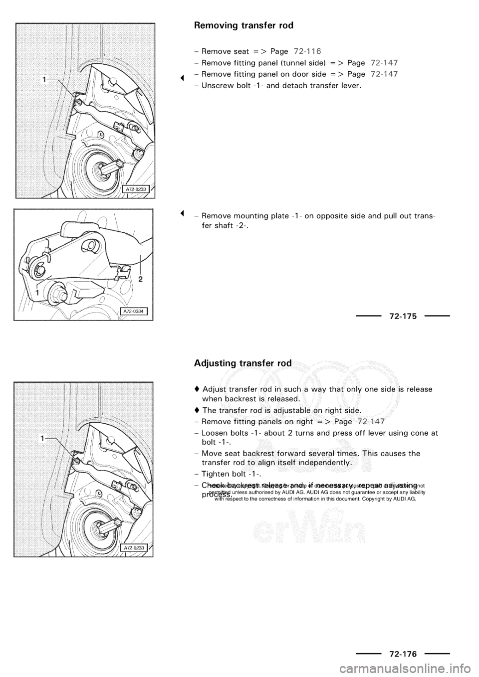 AUDI A3 1997 8L / 1.G General Body Assembly Interior Workshop Manual 