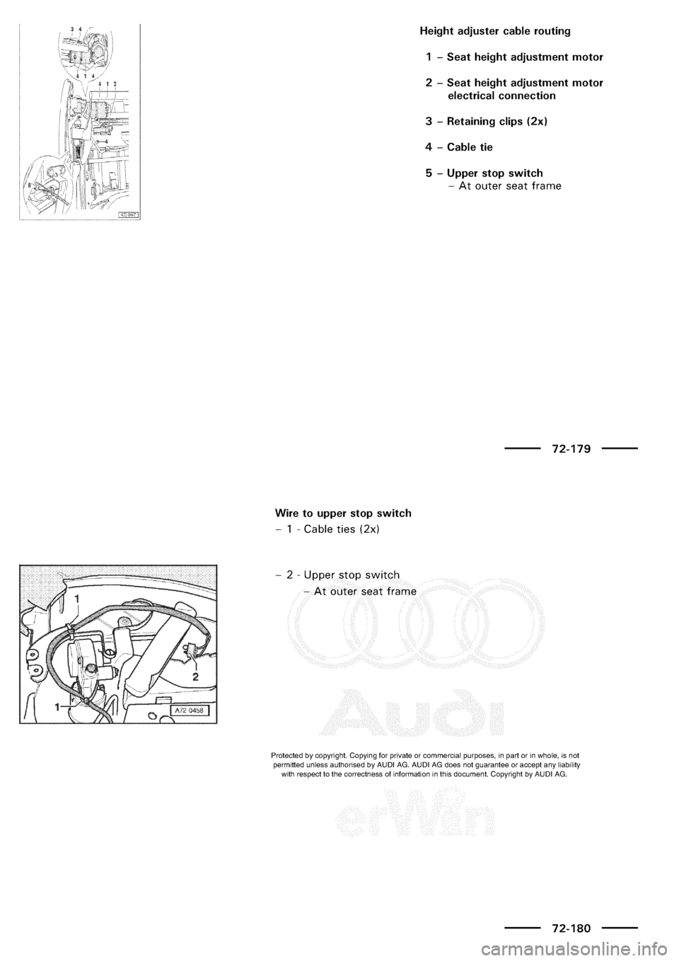 AUDI A3 1997 8L / 1.G General Body Assembly Interior Workshop Manual 