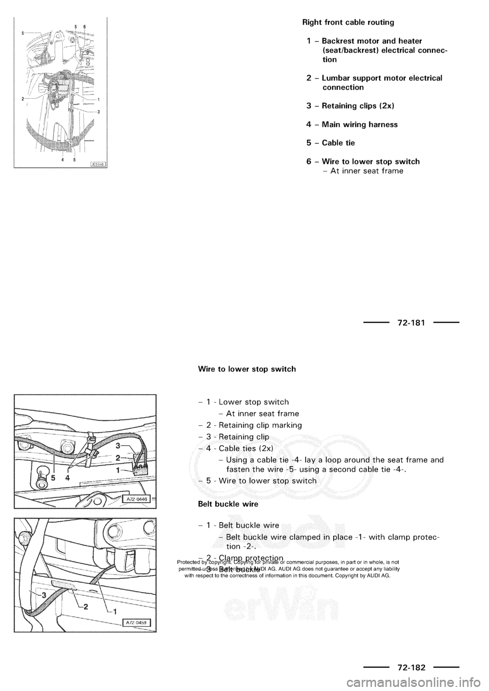 AUDI A3 1997 8L / 1.G General Body Assembly Interior Workshop Manual 