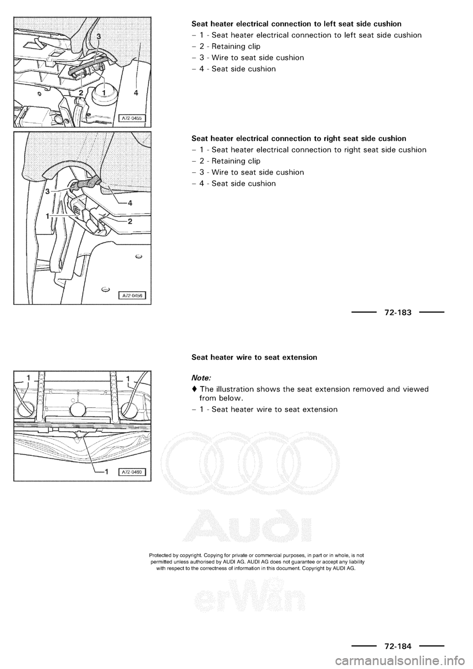 AUDI A3 1997 8L / 1.G General Body Assembly Interior Workshop Manual 