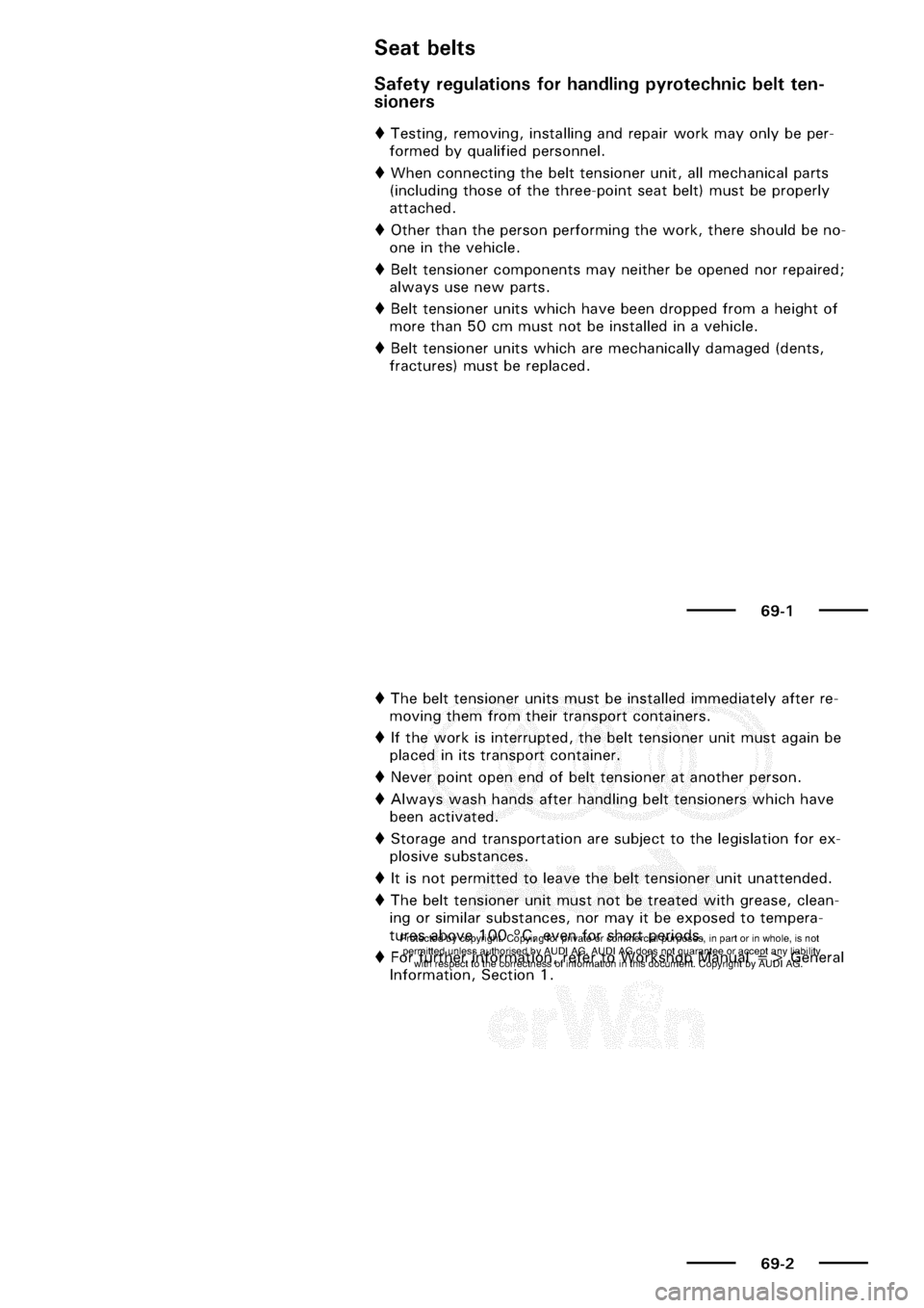 AUDI A3 1997 8L / 1.G General Body Assembly Interior Workshop Manual 