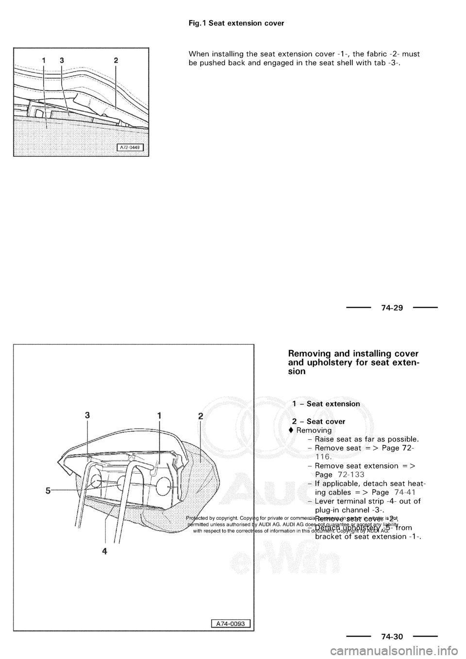 AUDI A3 1997 8L / 1.G General Body Assembly Interior Workshop Manual 