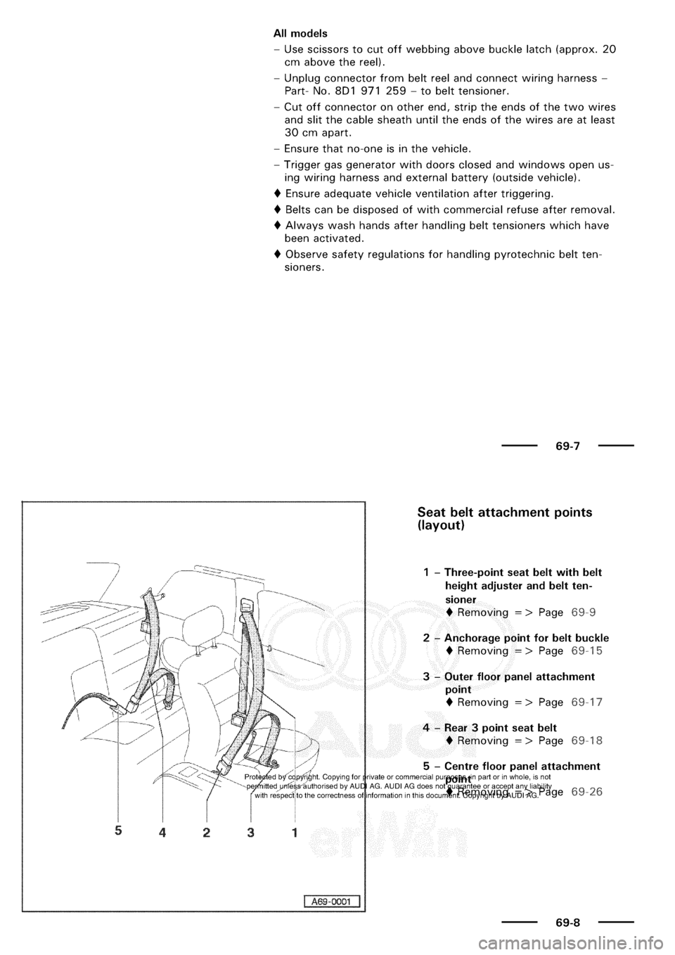 AUDI A3 1997 8L / 1.G General Body Assembly Interior Workshop Manual 