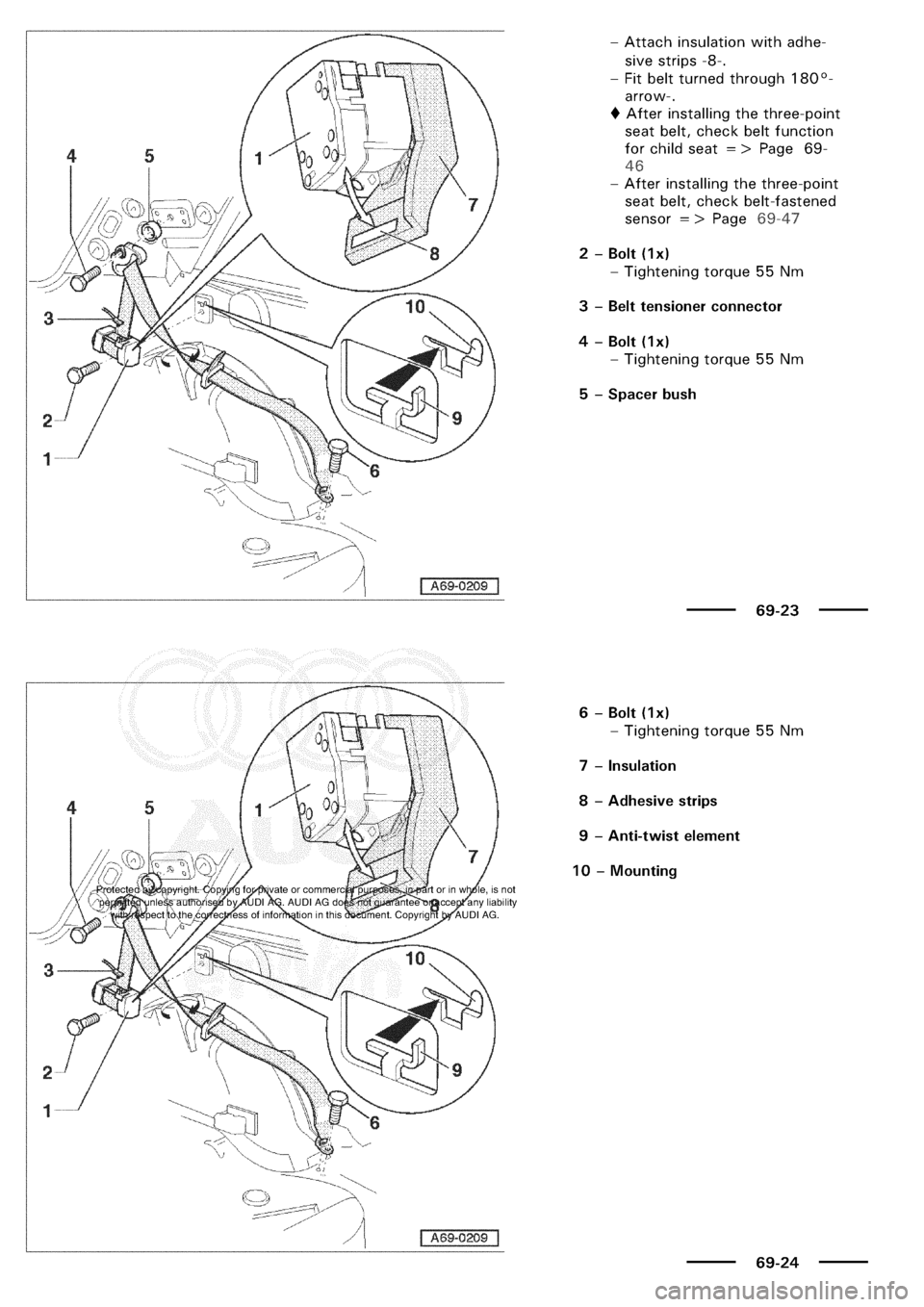 AUDI A3 1997 8L / 1.G General Body Assembly Interior Workshop Manual 
