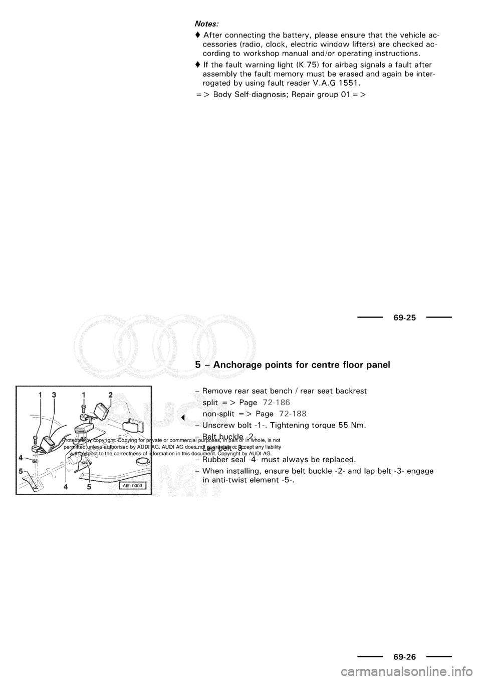 AUDI A3 1997 8L / 1.G General Body Assembly Interior Workshop Manual 