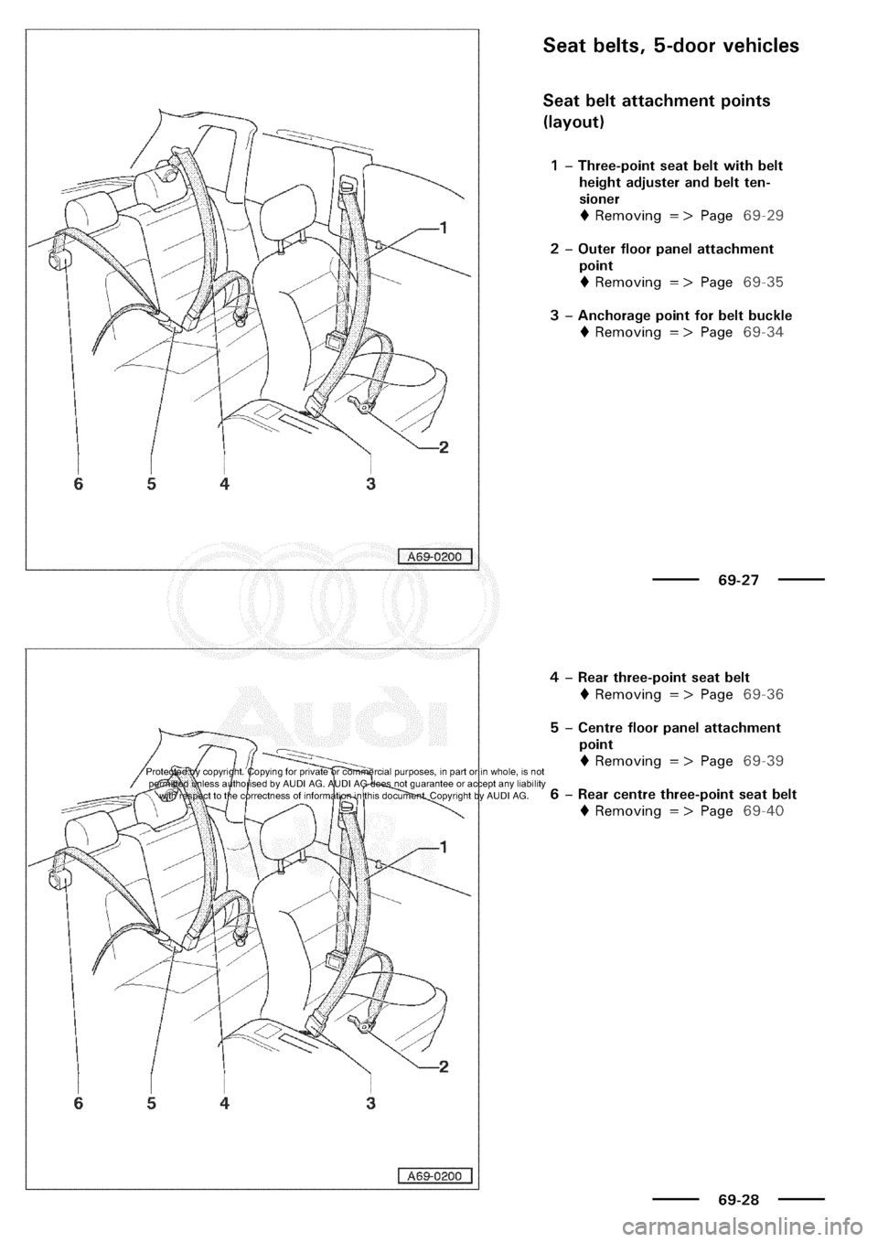 AUDI A3 1997 8L / 1.G General Body Assembly Interior Workshop Manual 