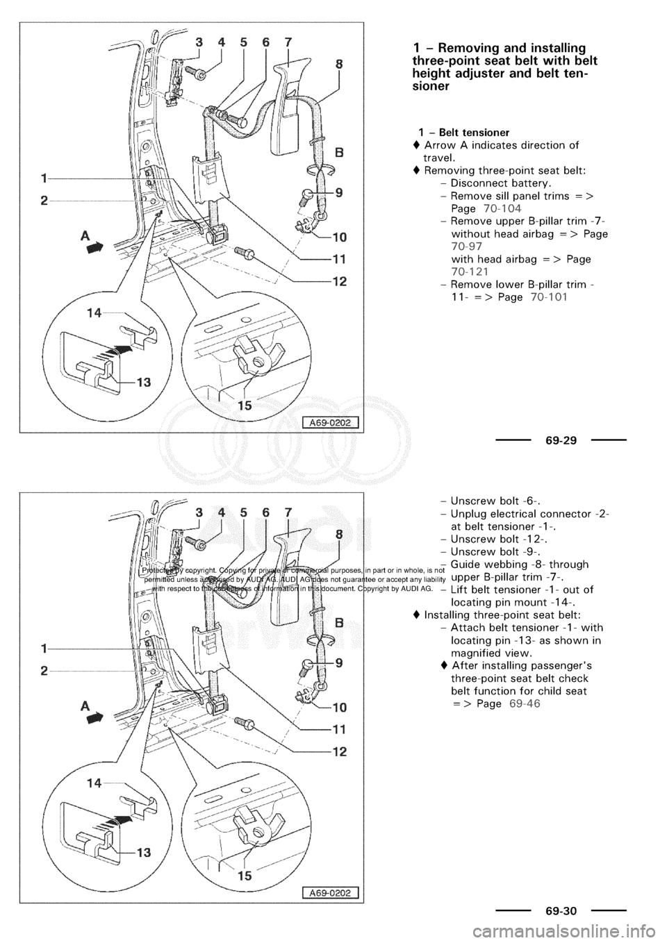 AUDI A3 1997 8L / 1.G General Body Assembly Interior Workshop Manual 