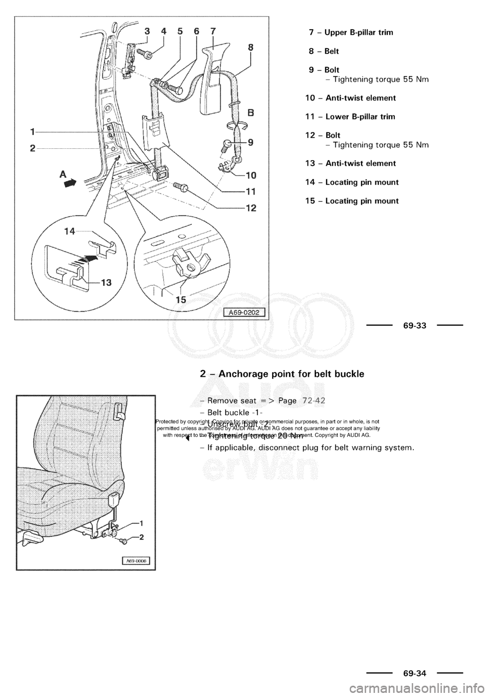 AUDI A3 1997 8L / 1.G General Body Assembly Interior Workshop Manual 