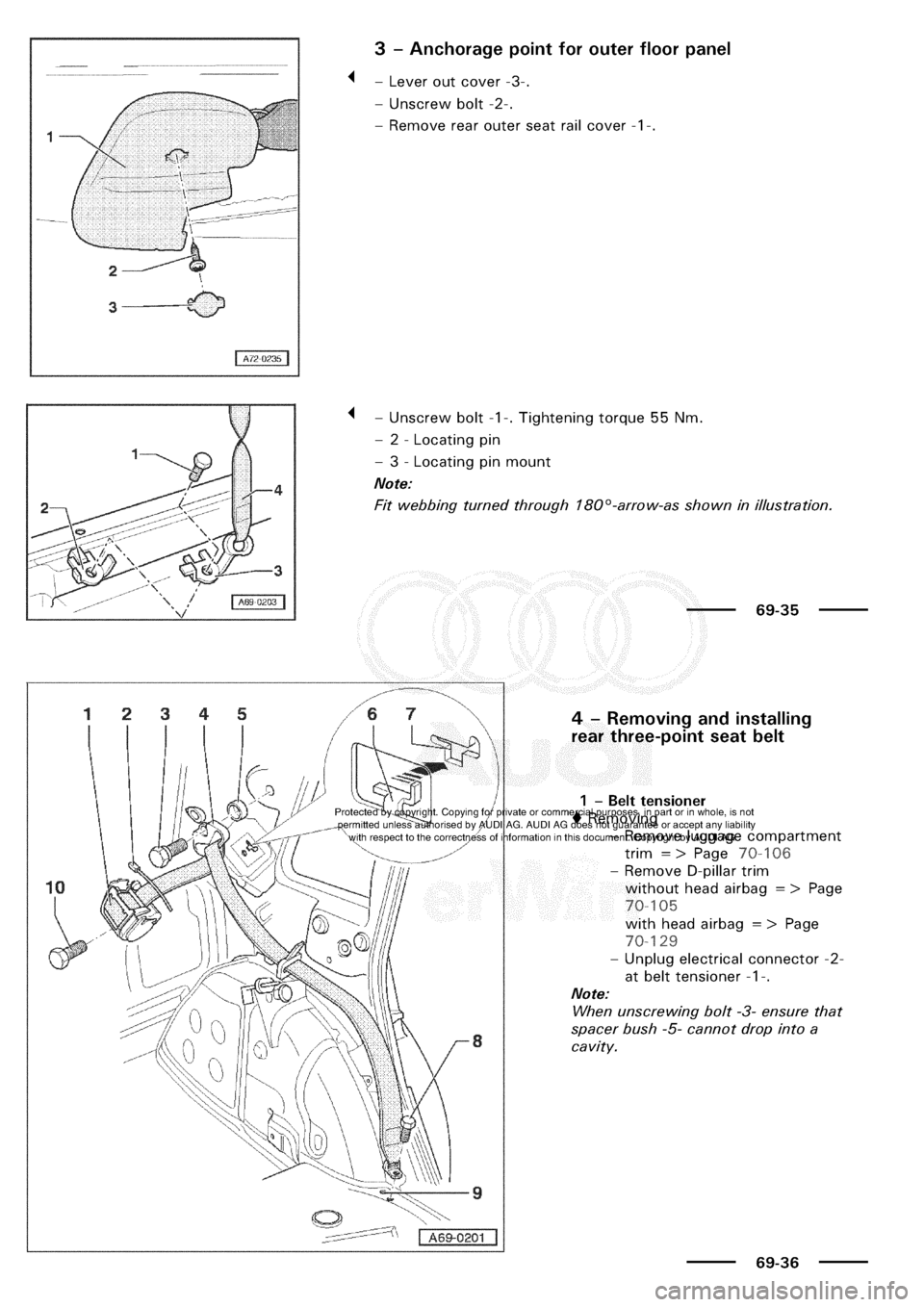 AUDI A3 1997 8L / 1.G General Body Assembly Interior Workshop Manual 