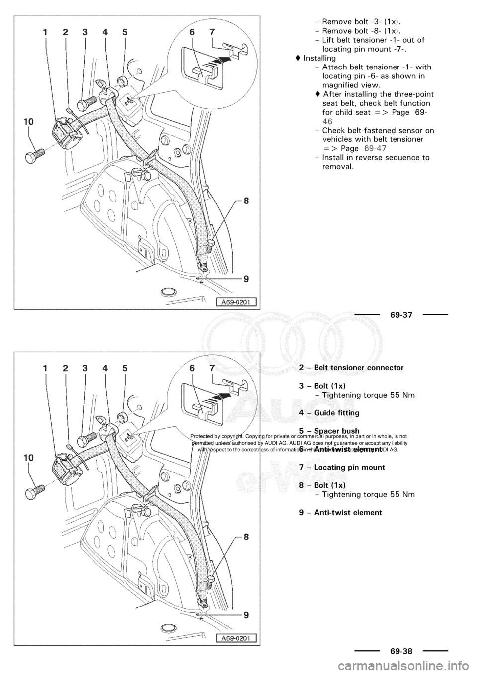 AUDI A3 1997 8L / 1.G General Body Assembly Interior Workshop Manual 