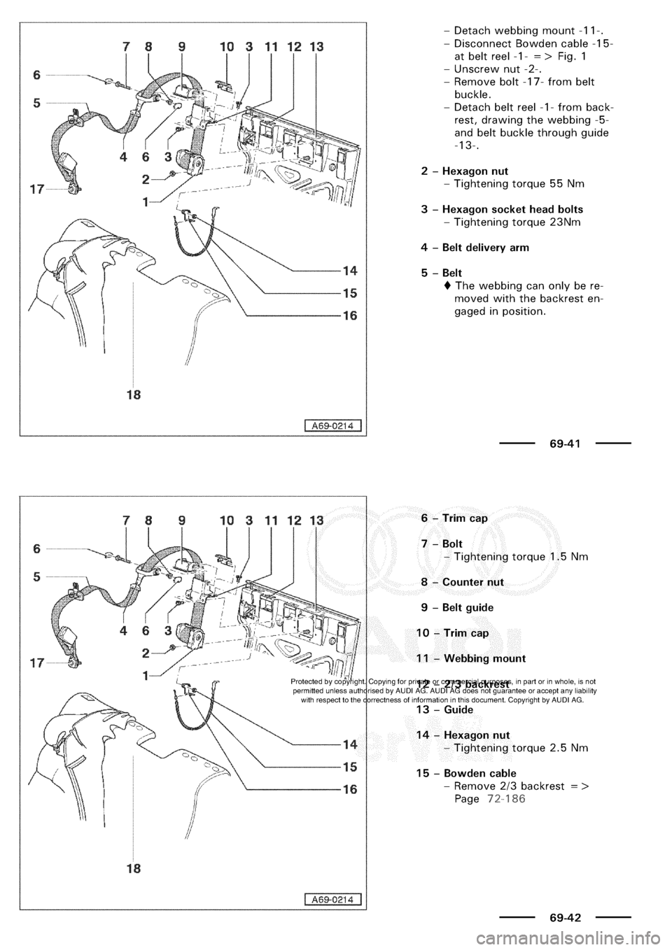 AUDI A3 1997 8L / 1.G General Body Assembly Interior Workshop Manual 