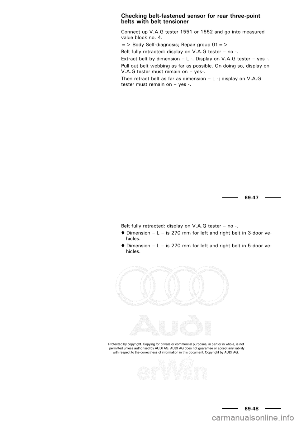 AUDI A3 1997 8L / 1.G General Body Assembly Interior Workshop Manual 