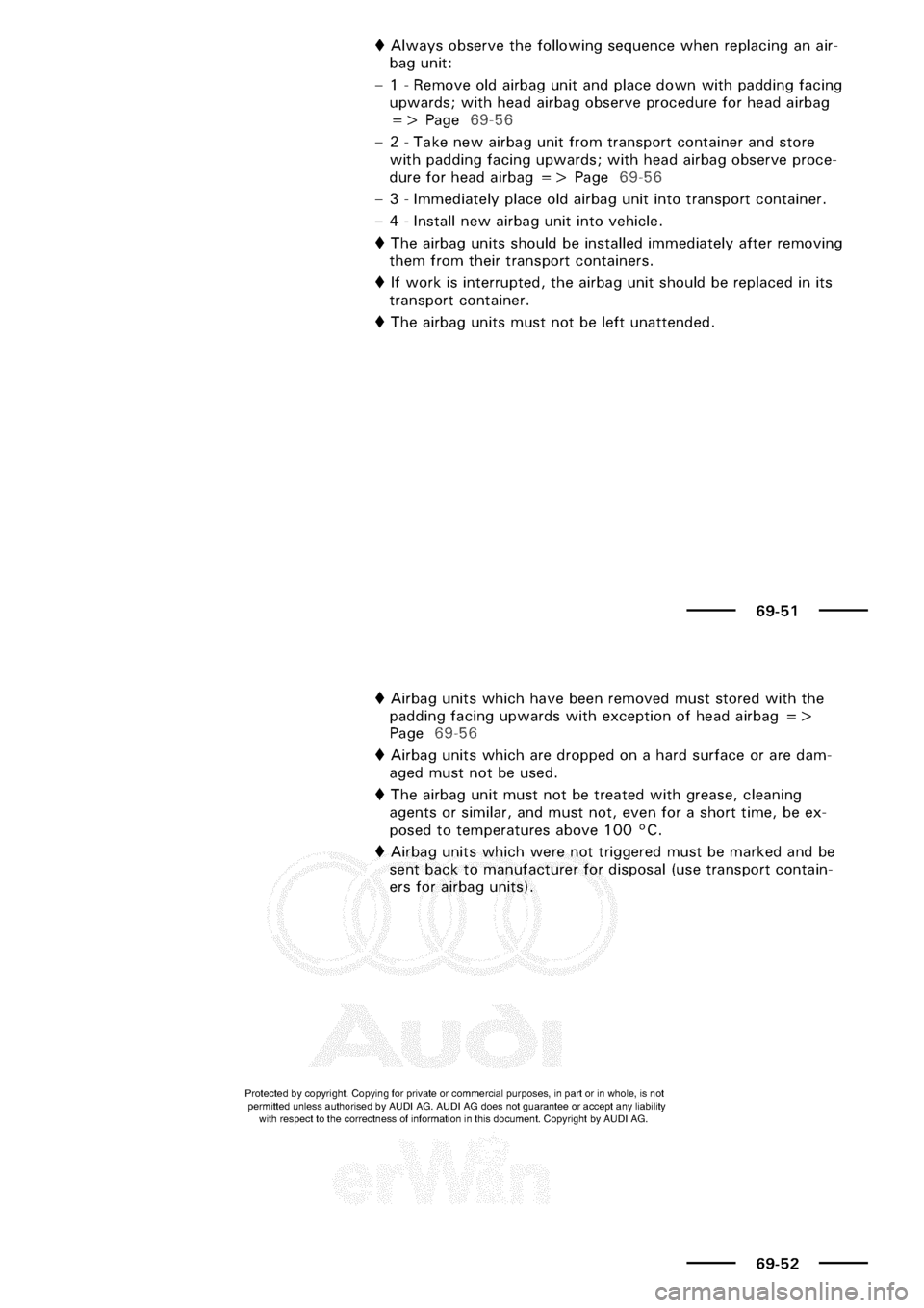 AUDI A3 1997 8L / 1.G General Body Assembly Interior Workshop Manual 