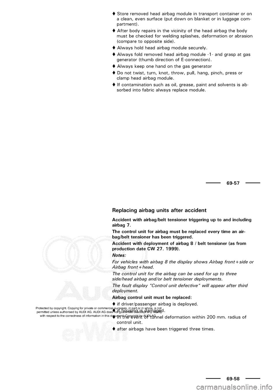 AUDI A3 1997 8L / 1.G General Body Assembly Interior Workshop Manual 