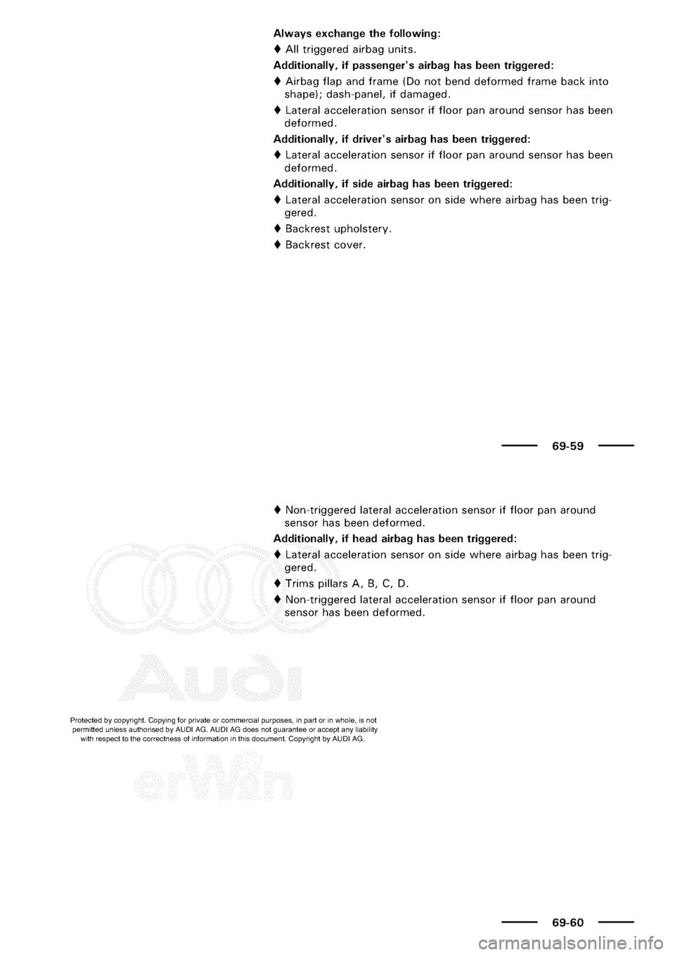 AUDI A3 1997 8L / 1.G General Body Assembly Interior Workshop Manual 