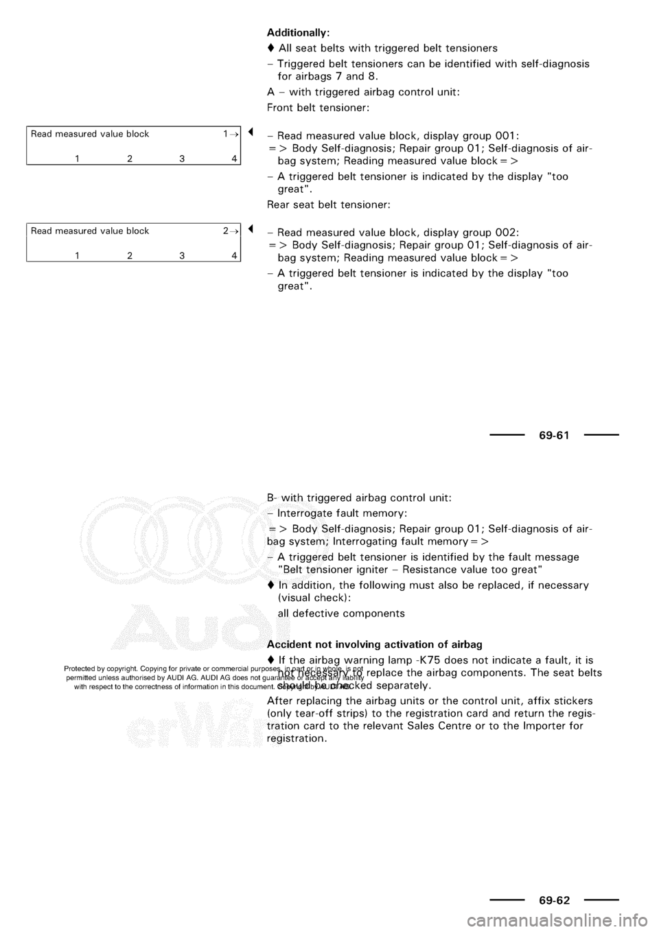 AUDI A3 1997 8L / 1.G General Body Assembly Interior Workshop Manual 