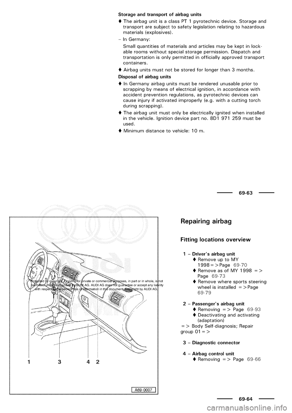 AUDI A3 1997 8L / 1.G General Body Assembly Interior Workshop Manual 