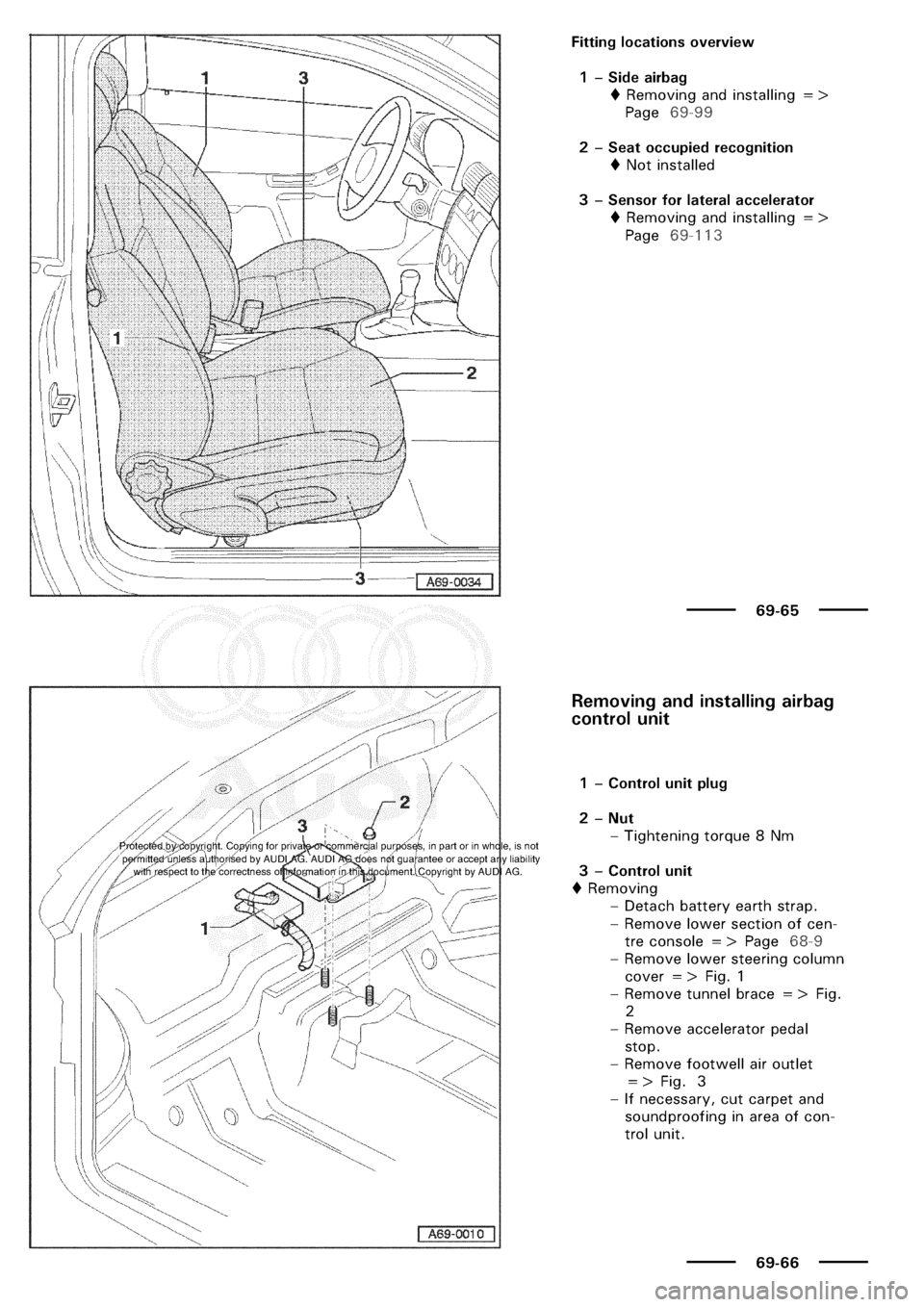 AUDI A3 1997 8L / 1.G General Body Assembly Interior Workshop Manual 