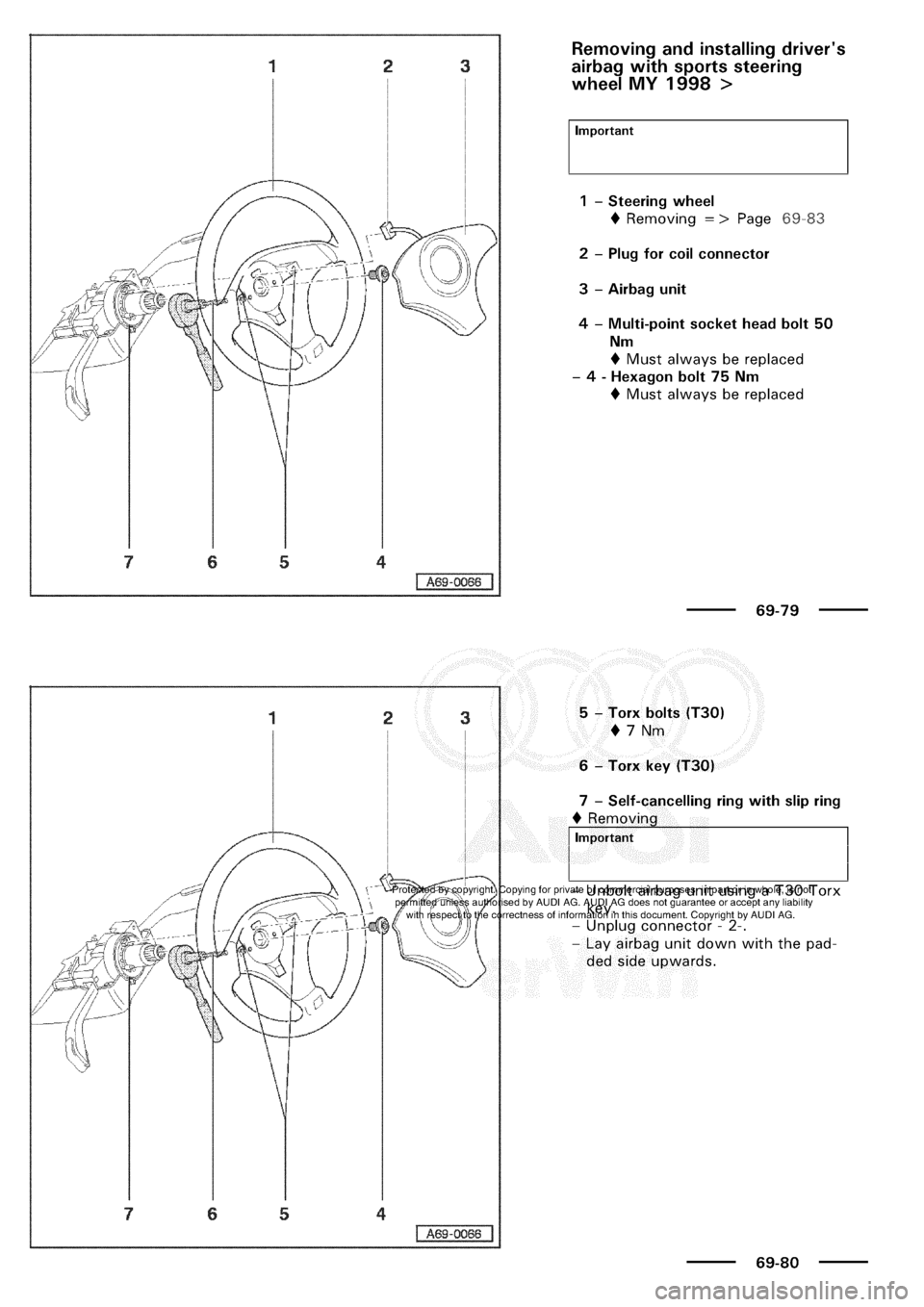 AUDI A3 1997 8L / 1.G General Body Assembly Interior Workshop Manual 